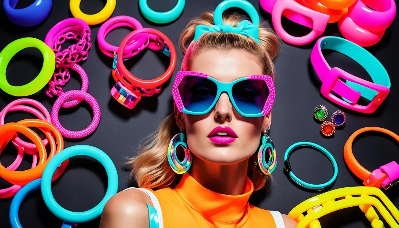 neon 80s fashion accessories